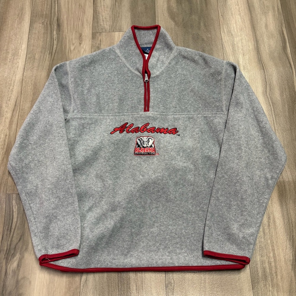 Joy Athletic Alabama Crimson Tide Quarter Zip Fleece Pullover Grey Red Large